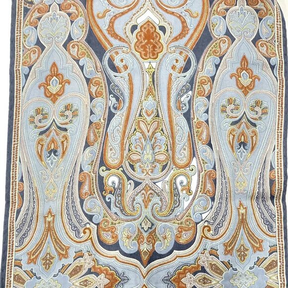 Auth ETRO - Light Blue Multi Wool Silk Scarf - Picture 2 of 3